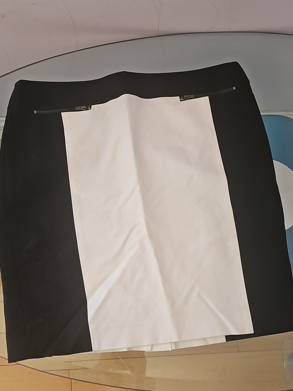 Calvin Klein Black and White Panel Pencil Skirt